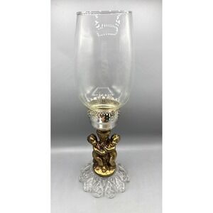 Vintage Brass‎ Cherub Candle Holder Glass Hurricane Chimney Hollywood Regency